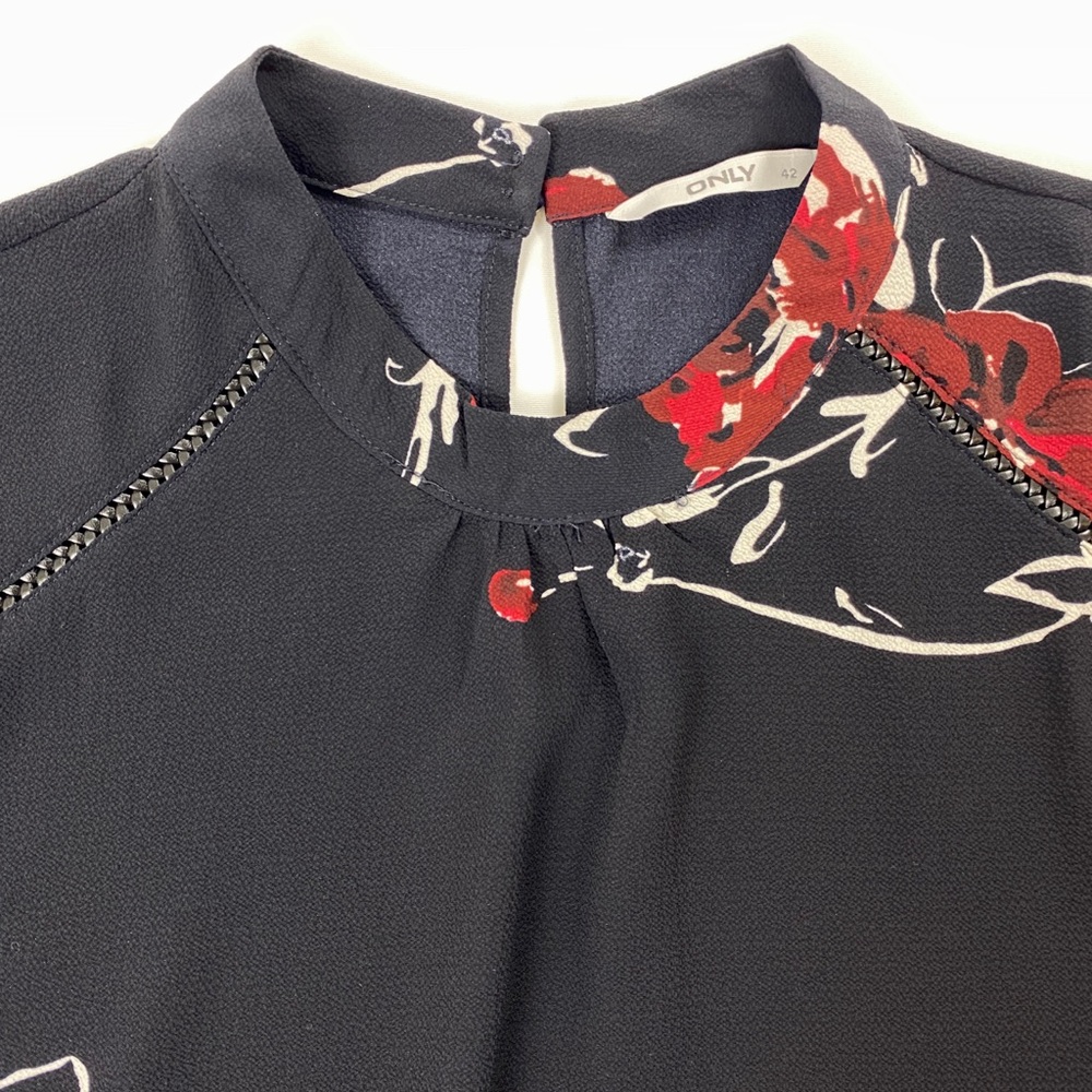 Black Blouse Long Sleeve Top Business Casual Large